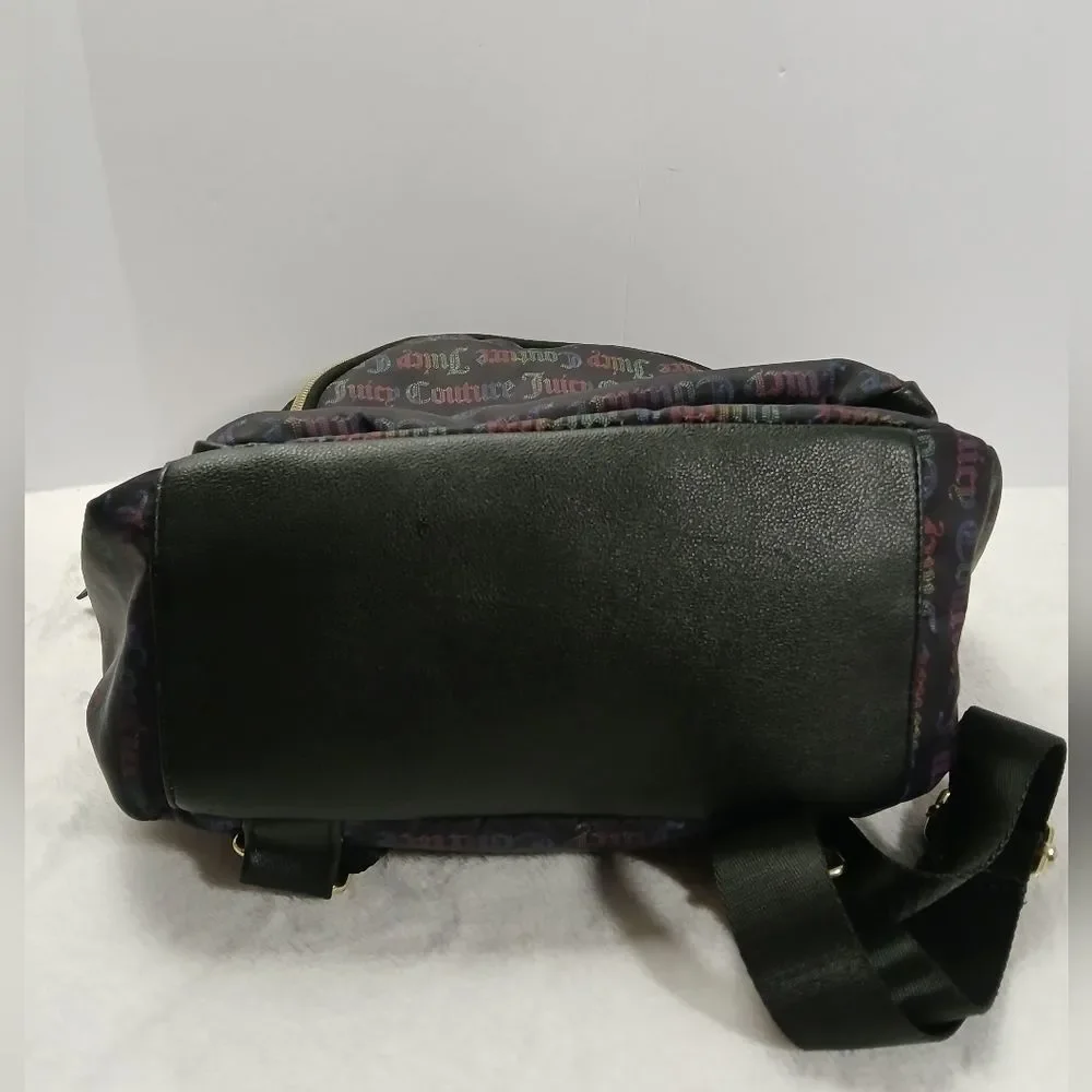 Juicy Couture Womens Backpack Black Mutli Color Lettering With Gold‎ Tones